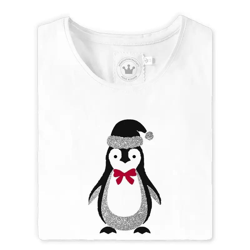 Winter Mädchen T-Shirt mit Glitzer Pinguin